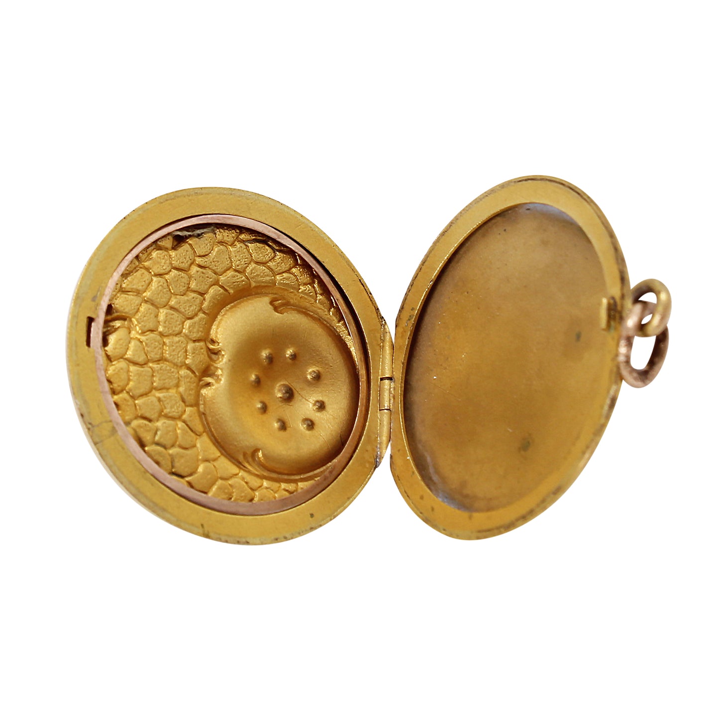 Art Nouveau Lily Pad Locket Pendant Open
