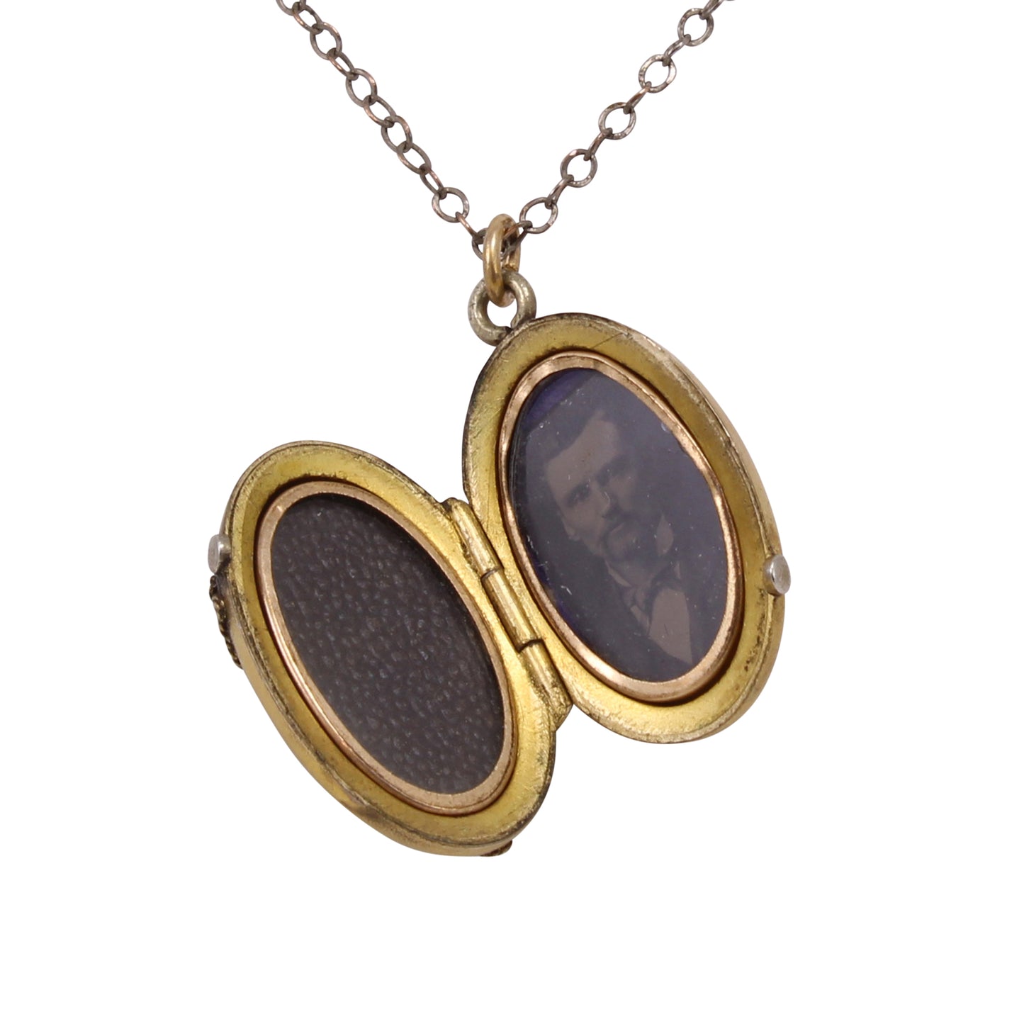 Victorian Garnet Glass Gold Filled Locket Pendant Open