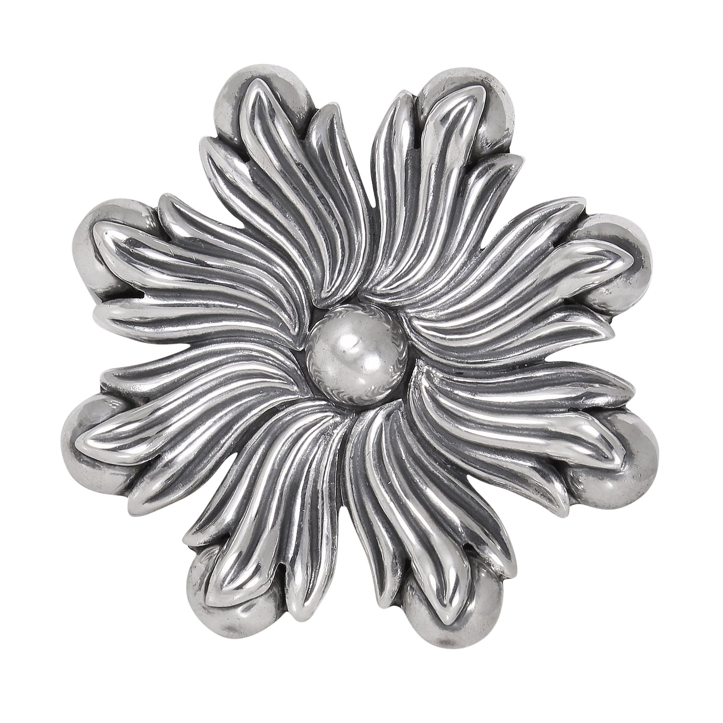 Los Castillo, Taxco Mexico Sterling Silver Foliate and Flower Bud Pin