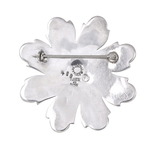 Los Castillo, Taxco Mexico Sterling Silver Foliate and Flower Bud Pin Back