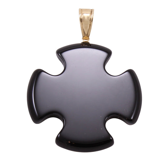 Victorian Revival 14k Gold and Onyx Maltese Cross Pendant