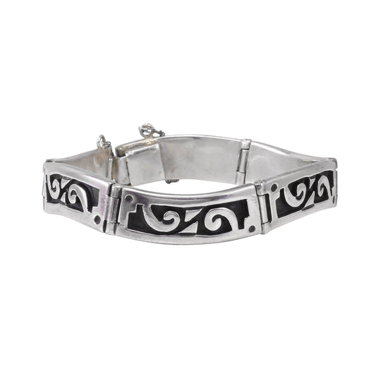 Taxco Mexico Sterling Vintage Wave Bracelet Front