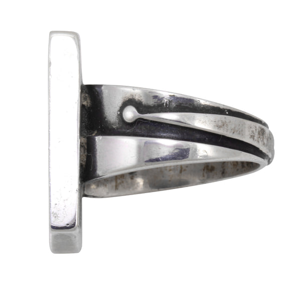 Mid-Century Modern Sterling Jasper and Malachite Ring