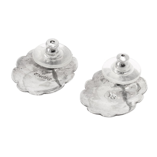 Zuni Sterling Coral, Turquoise, and Opal Earrings Back