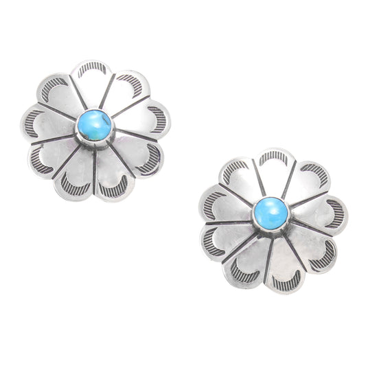 Navajo Sterling and Turquoise Earrings Front