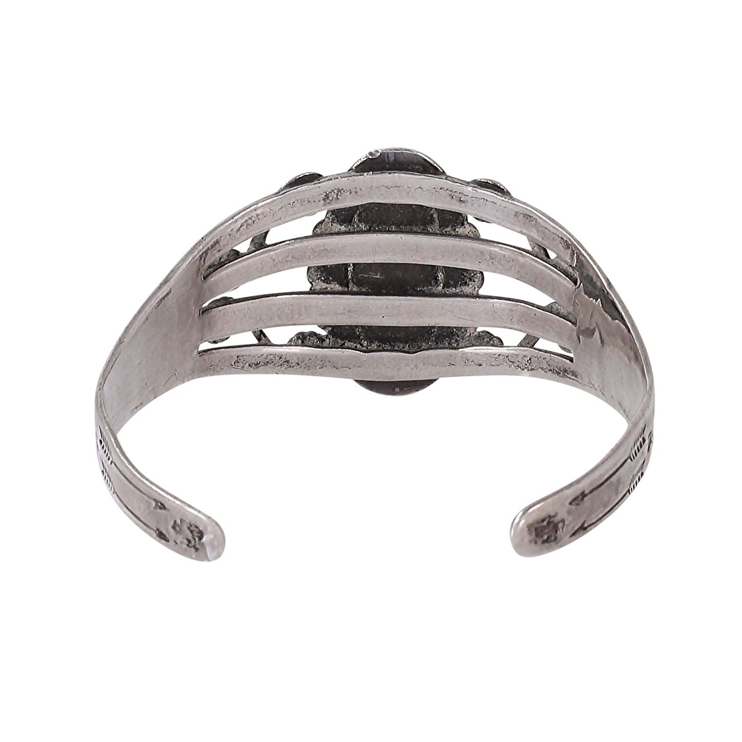 Navajo Jasper Sterling Silver Harvey Era Cuff Bracelet Back