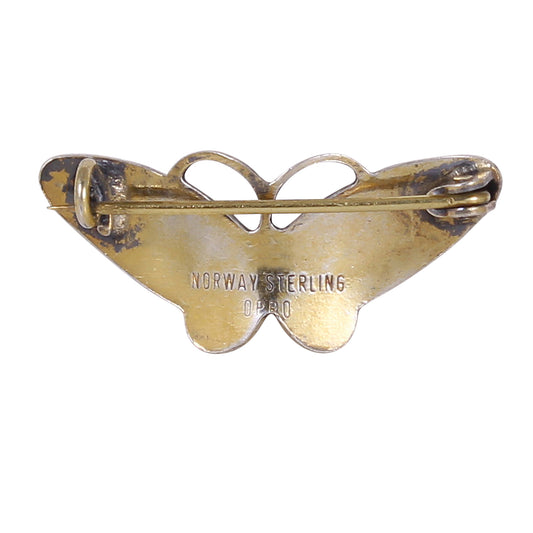 Norway Sterling Vermeil Lavender Purple Guilloché Enamel Pin Back