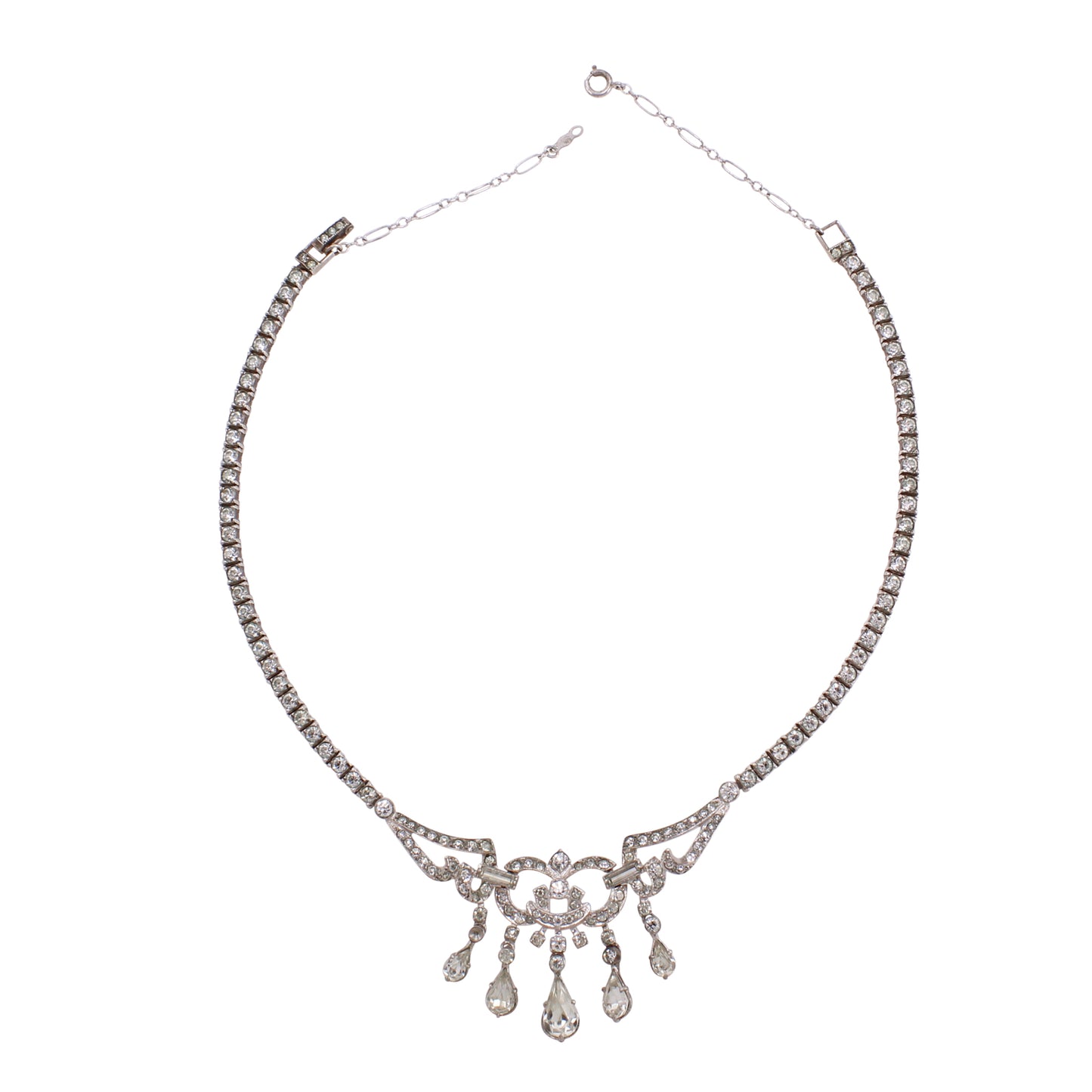 Sterling Rhinestone Necklace by Otis Front