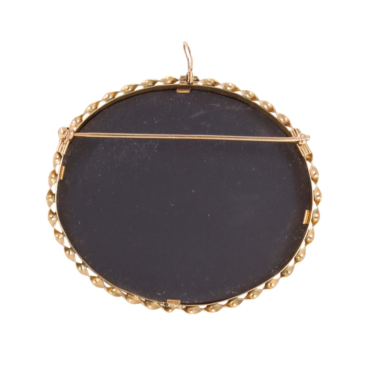 Pietra Dura Stone Inlay 14k Yellow Gold Pin/Pendant Back