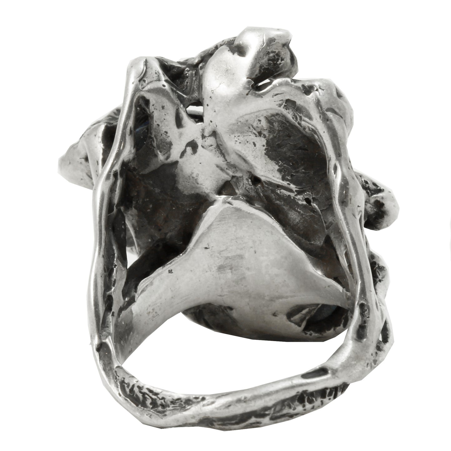 Brutalist Sterling Silver and Lapis Lazuli Ring Back
