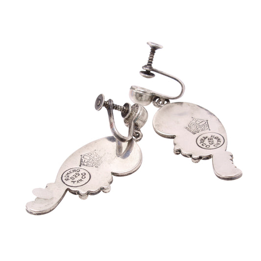 Pedro Romero Taxco Mexico Sterling Silver Vintage Earrings Back