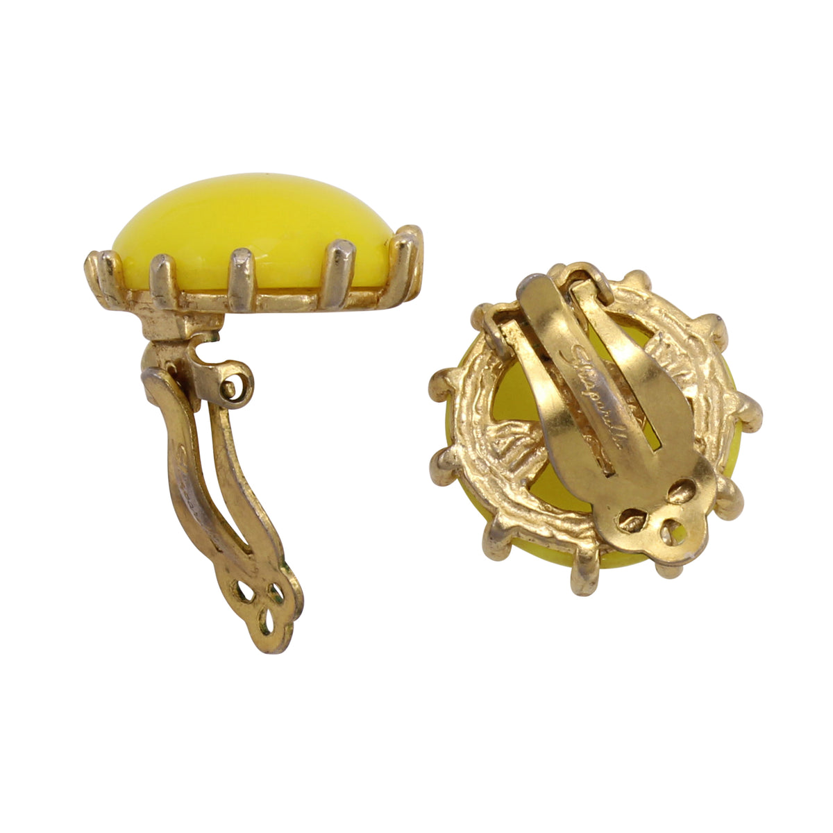 上品　ゴールドカラー　Schiaparelli 刻印　ピアス Schiaparelli Sculptural Earring