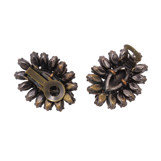 Schreiner Topaz and Blue Rhinestone Earrings Back