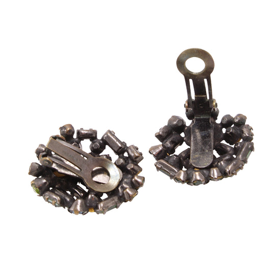 Schreiner Sea of Green and Blue Rhinestone Earrings Back