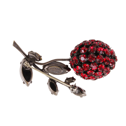 Henry Schreiner Red Rhinestone Fruit Pin Back