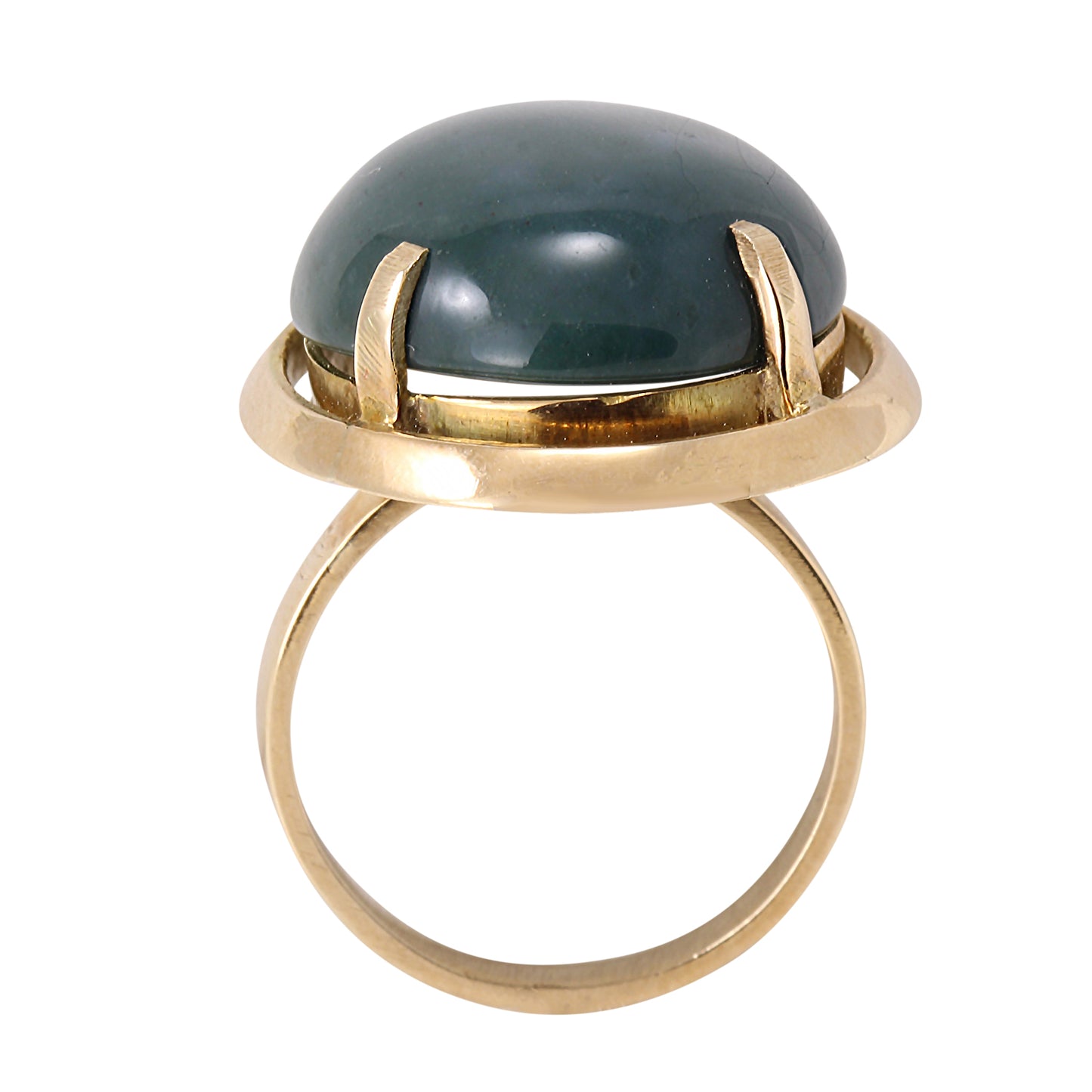 Vintage 14k Yellow Gold Serpantine Stone Ring Full Side