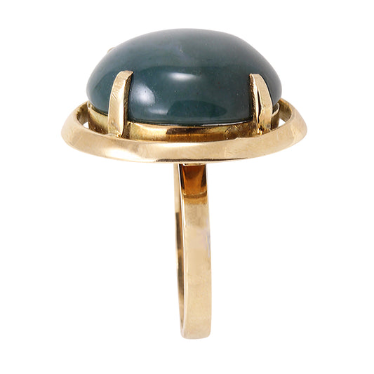 Vintage 14k Yellow Gold Serpantine Stone Ring Side