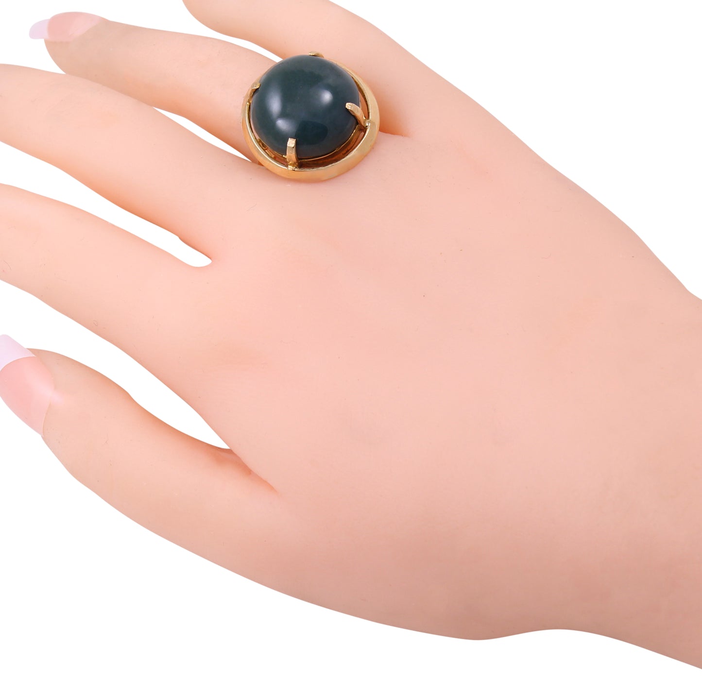 Vintage 14k Yellow Gold Serpantine Stone Ring Worn