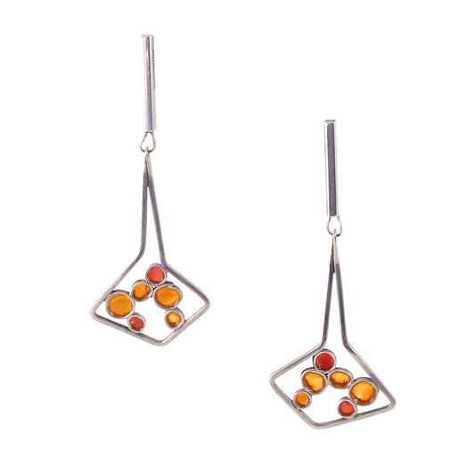 Polly Stehman Mid-Century Modern Sterling Plique a Jour Enamel Earrings
