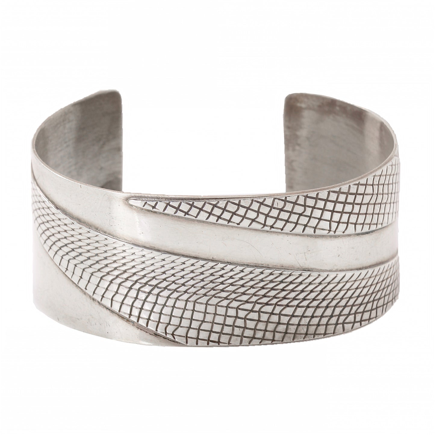 Sterling Silver Patterned Cuff Bracelet Full
