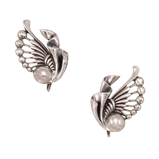 Unique Vintage Sterling Silver Earrings Front