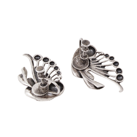 Unique Vintage Sterling Silver Earrings Back