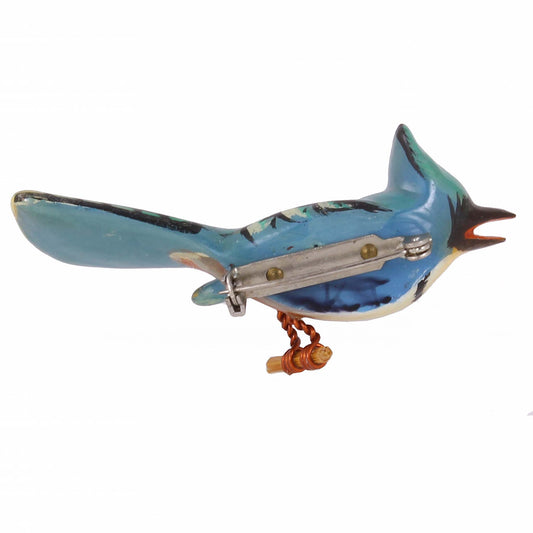 Takahashi Blue Jay Bird Pin Back