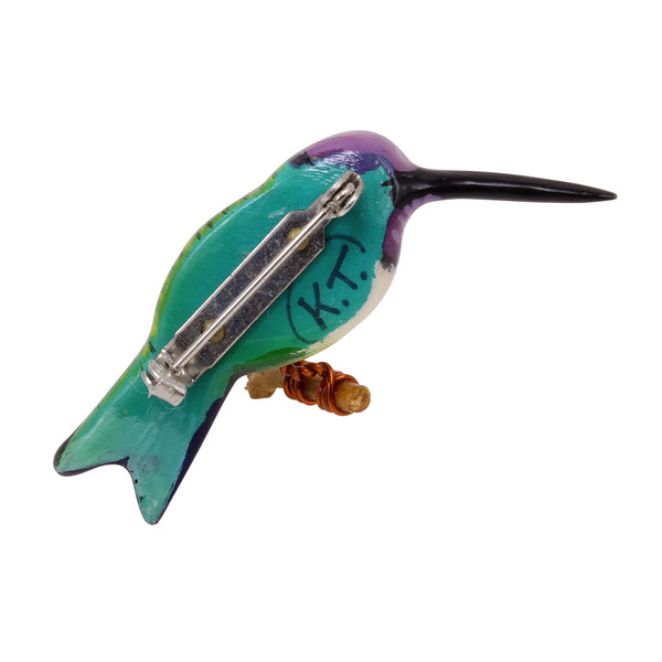 Takahashi Vintage Costa's Hummingbird Pin Brooch Back