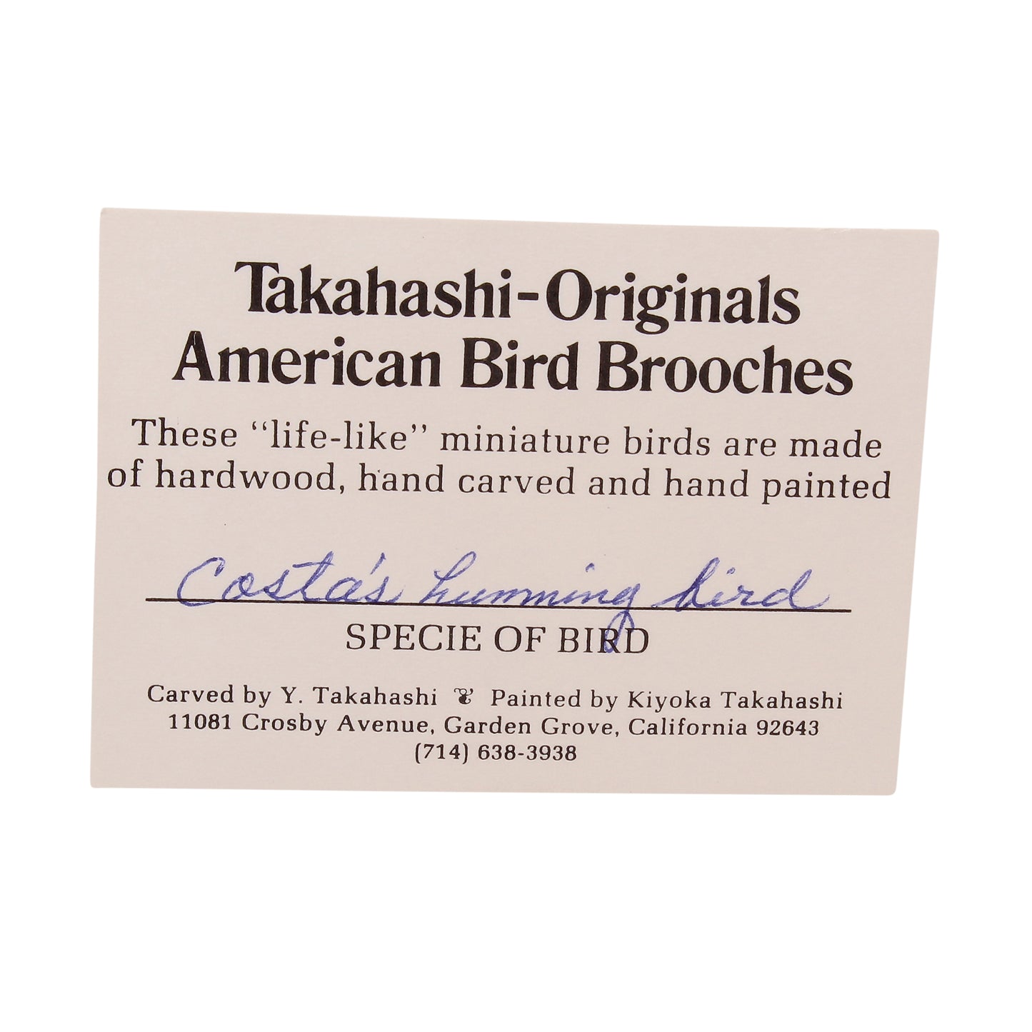 Apparel & Accessories > Jewelry > Brooches & Lapel Pins Card