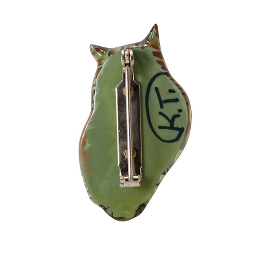 Takahashi Vintage Unique Color Pale Green Owl Pin Back