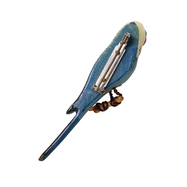 Takahashi Blue Budgerigar Parakeet Pin Back