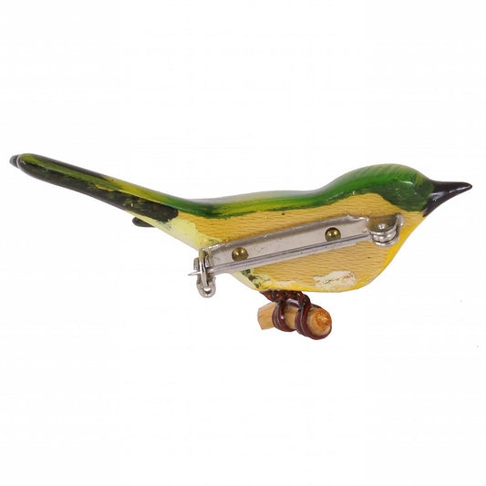 Takahashi Vintage Female Scarlet Tanager Bird Pin Back