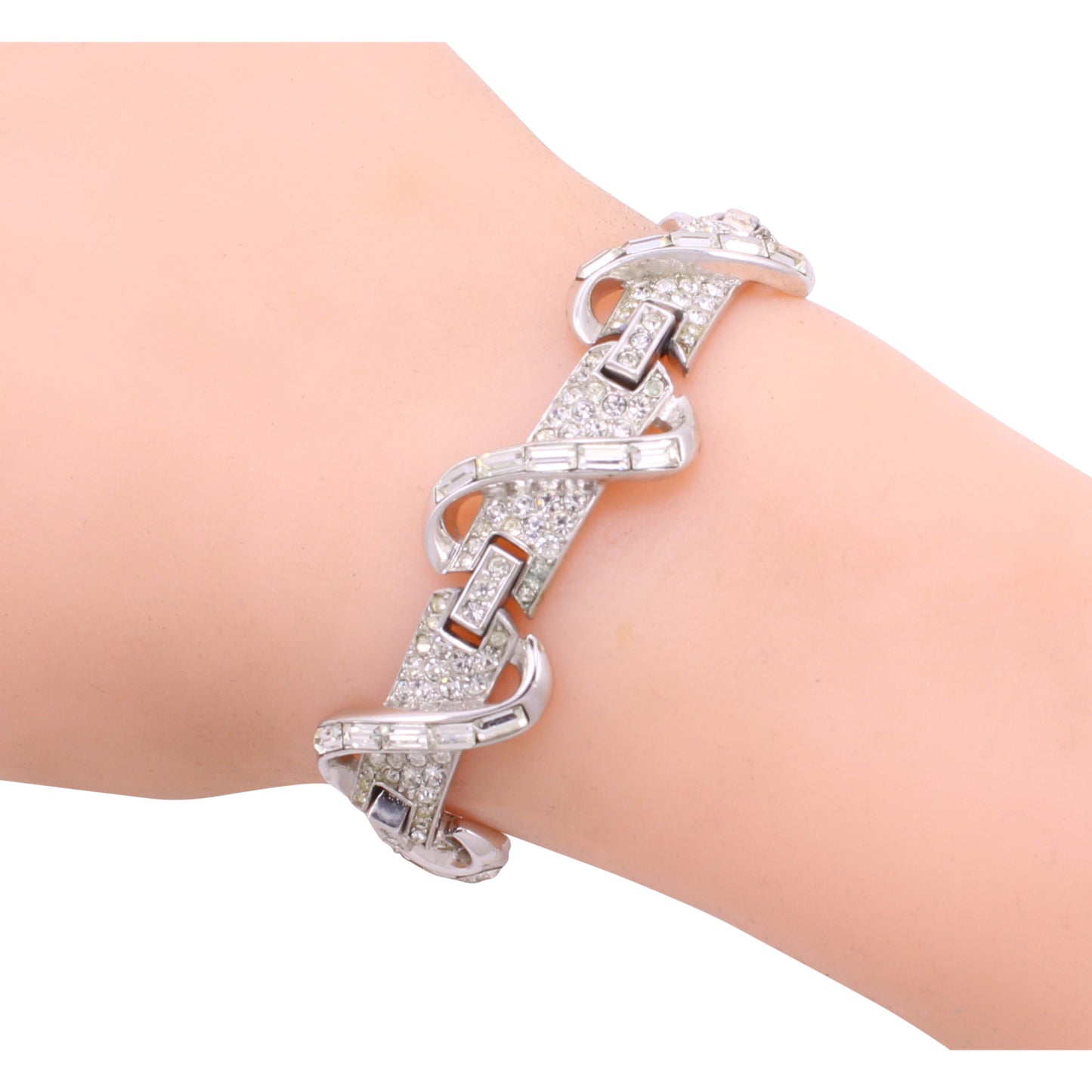 Trifari Sparkling Rhinestone Bracelet Worn