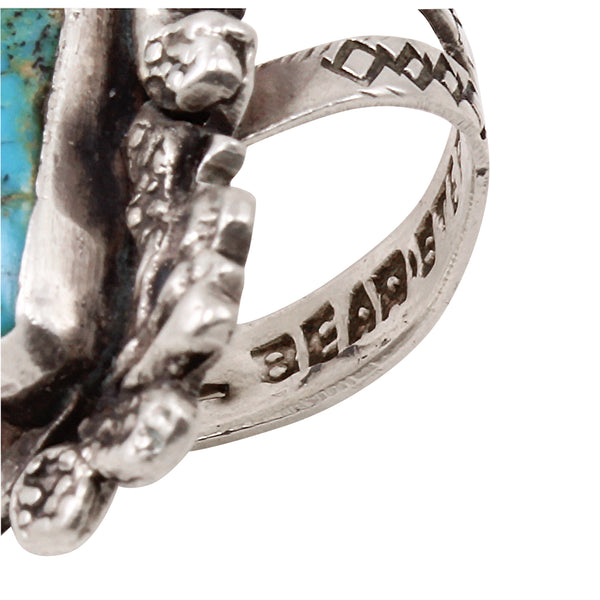 Scarce Chief Shatka Bear-Step Turquoise and Sterling Ring SignatureScarce Chief Shatka Bear-Step Turquoise and Sterling Ring Signature