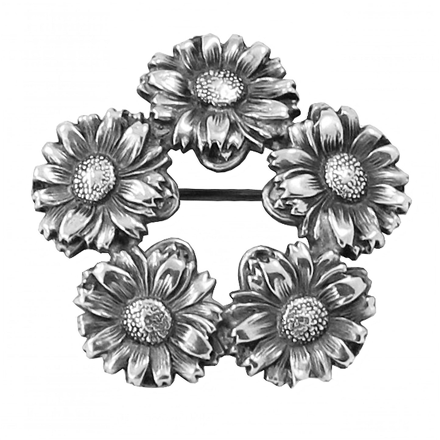Art Nouveau Unger Brothers Sterling Daisy Wreath Pin Front