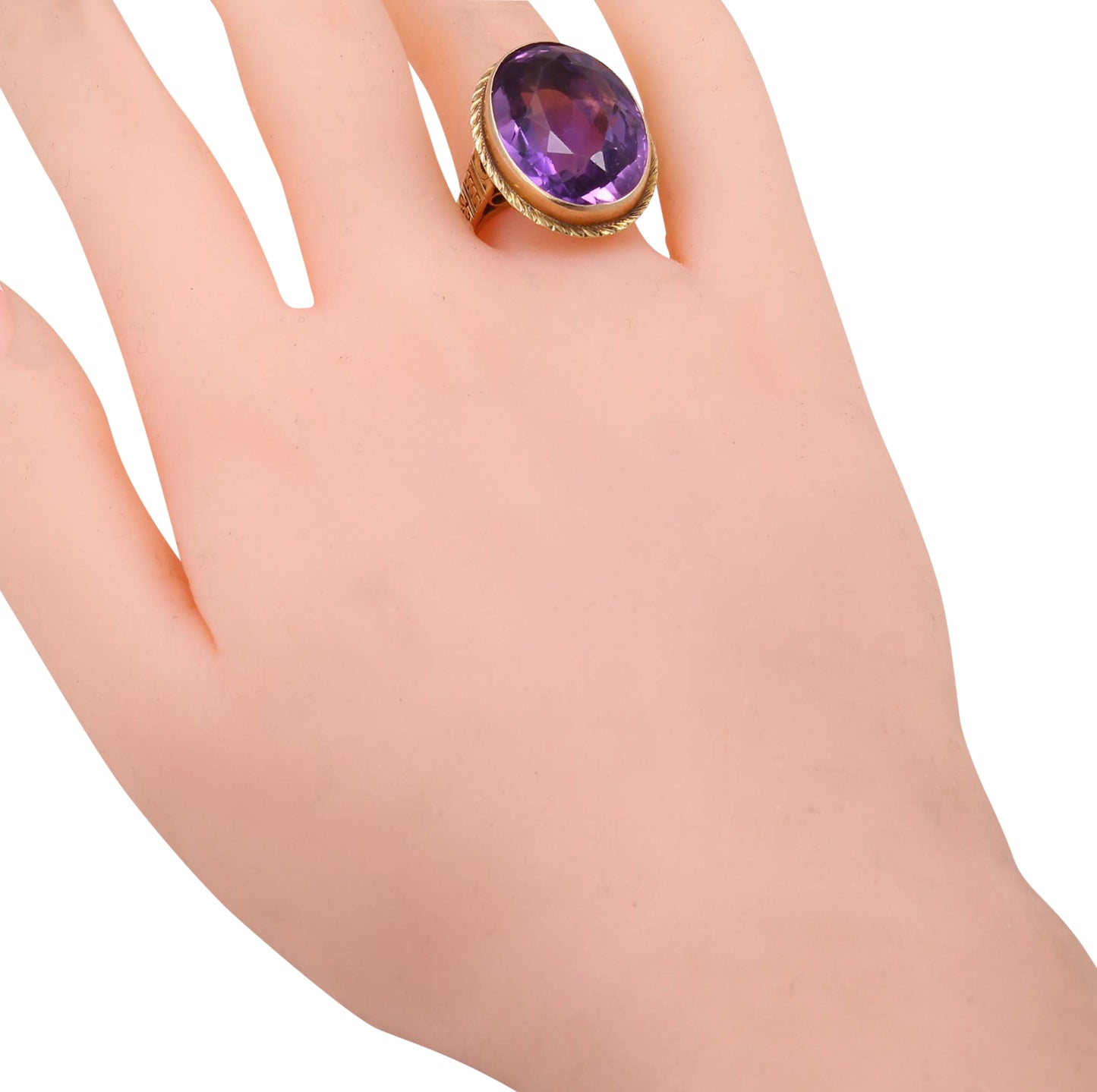 Victorian Amethyst 10k Yellow Gold Ring Worn