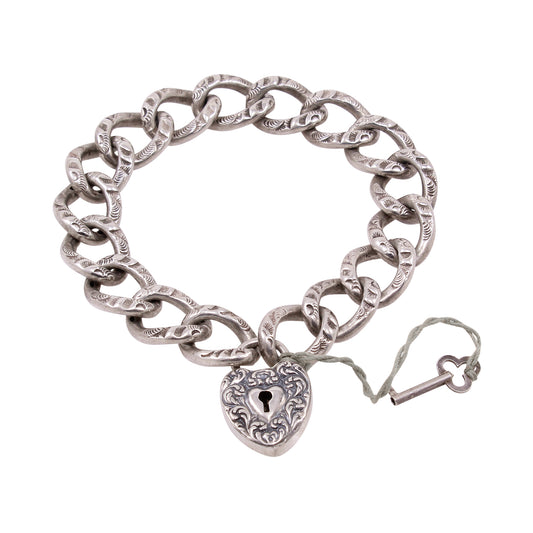 Victorian Sterling Padlock Charm Bracelet