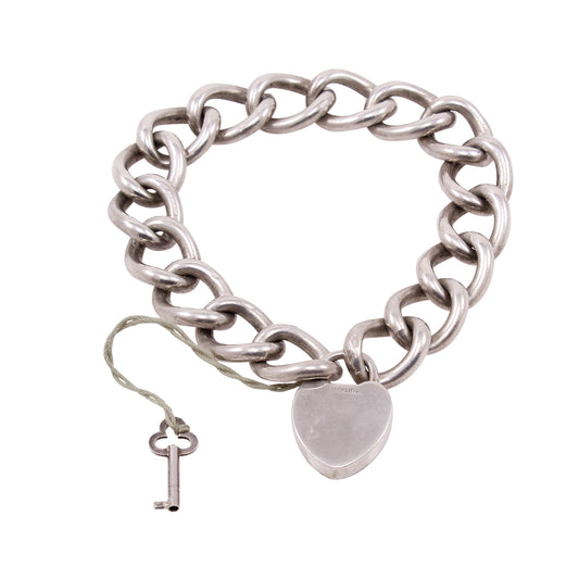Victorian Sterling Padlock Charm Bracelet Back
