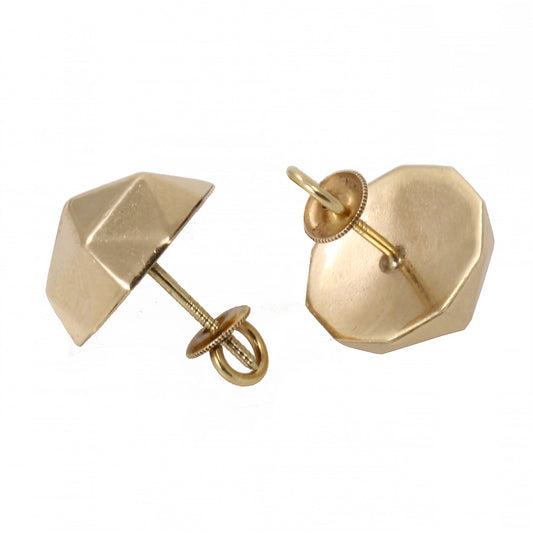 Geometric Classic Style 14k Yellow Gold Earrings Back