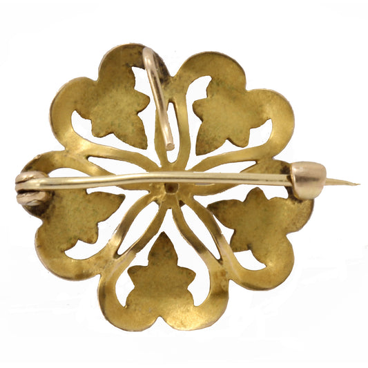 Antique Victorian 12k Yellow Gold and Pearl Watch Pin/Pendant Back