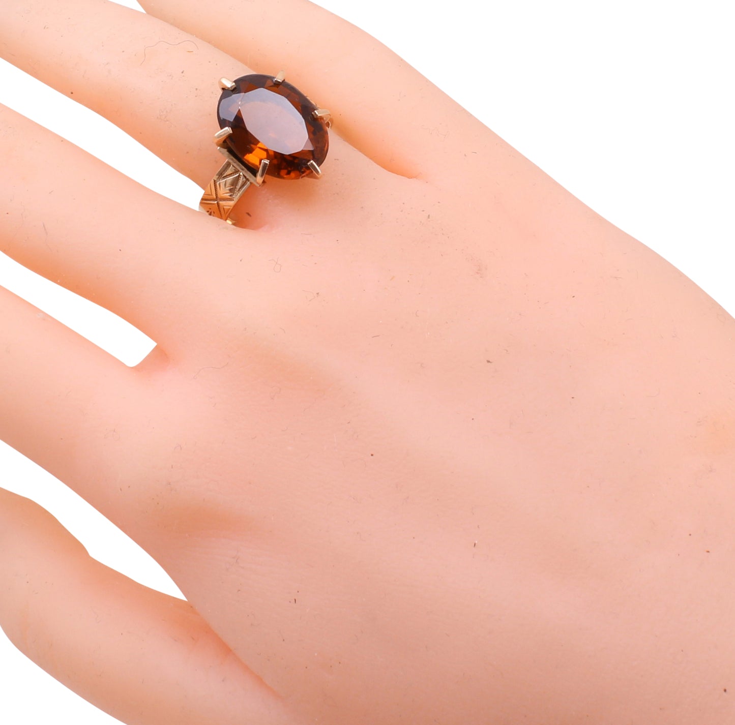 Victorian Quartz Stone 12k Gold Ring Worn