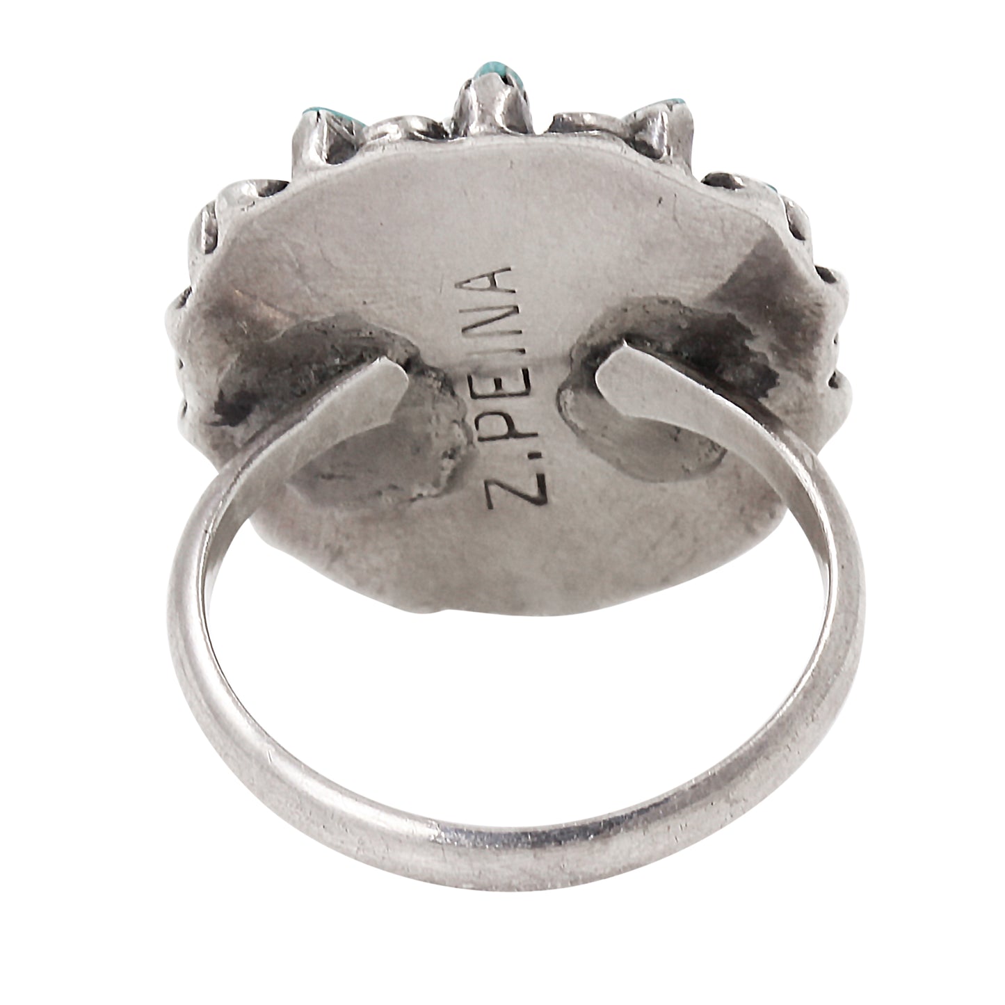 Ethel & Zigmond Peina Zuni Sterling Turquoise Ring Back