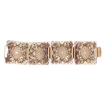 Exceptional Mid-century Geisha Girl Filigree Bracelet Back