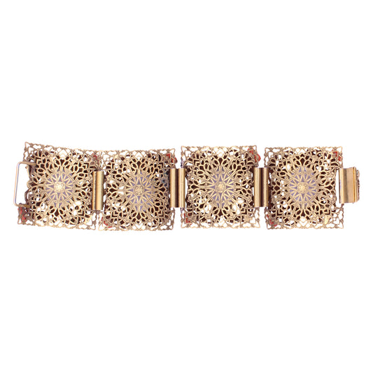 Exceptional Mid-century Geisha Girl Filigree Bracelet Back