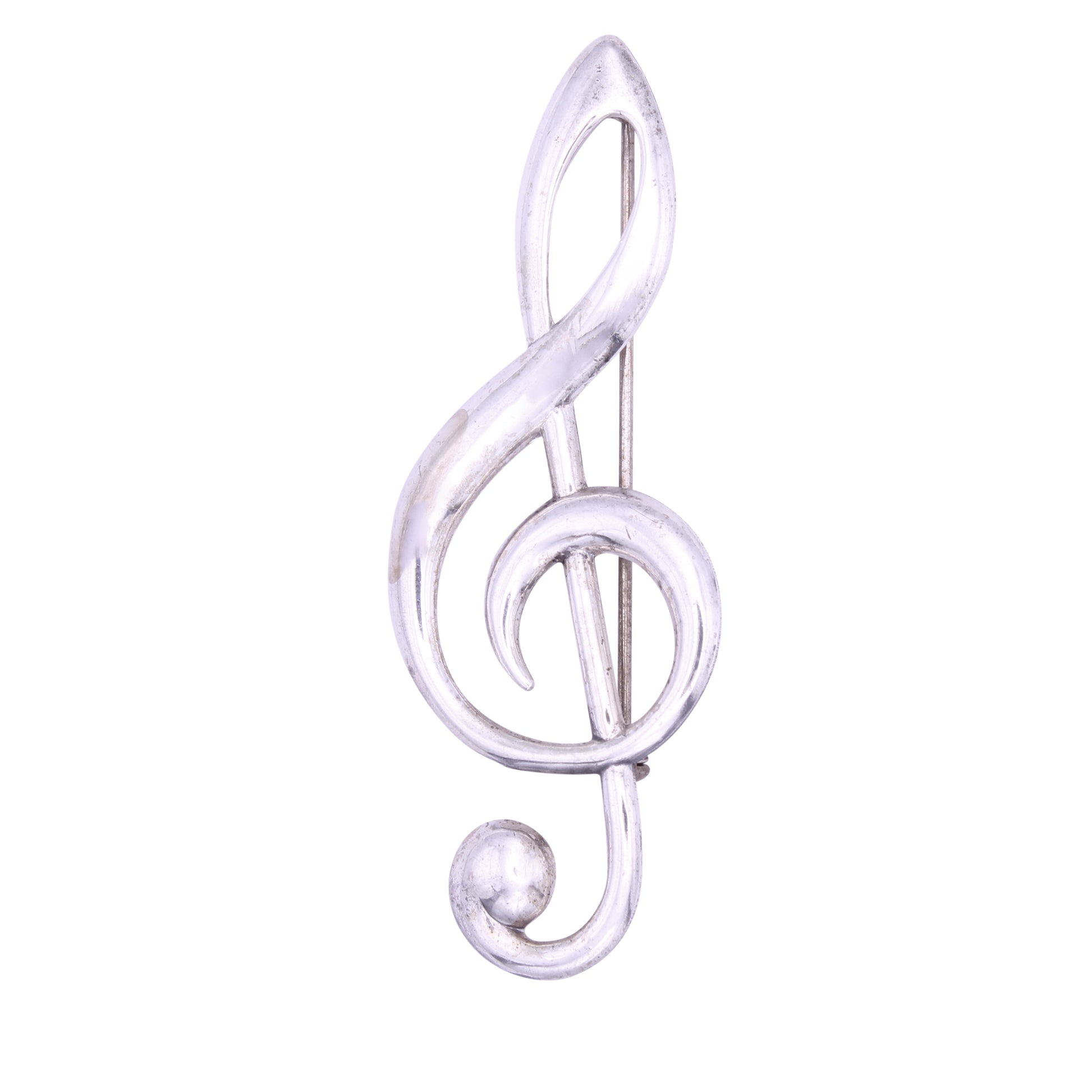 Beau Sterling Music Treble Clef Brooch Pin 