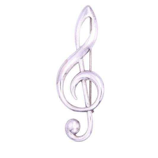Beau Sterling Music Treble Clef Brooch Pin 
