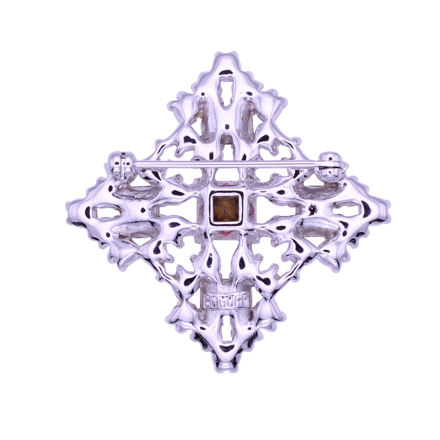 Pretty in Pink Bogoff Rhinestone Pin Brooch Back