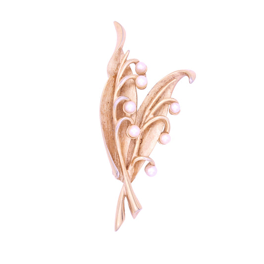 Boucher Pearl Lily of the Valley Flower Pin Brooch
