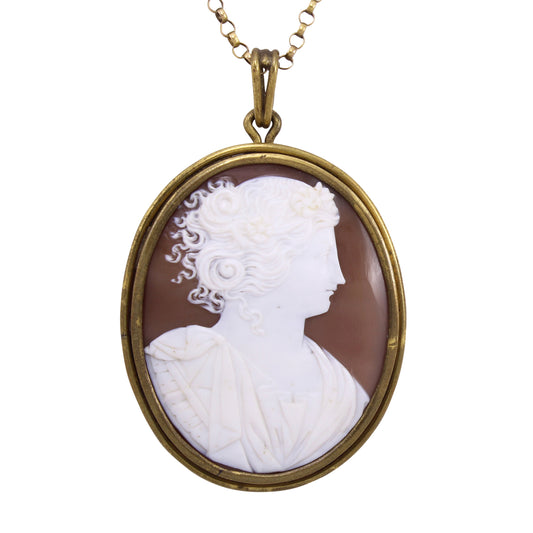Victorian Sardonyx Shell Cameo Pendant Front