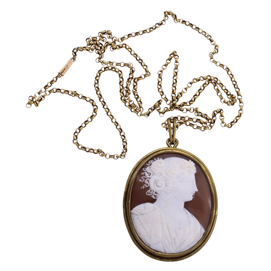 Victorian Sardonyx Shell Cameo Pendant Full